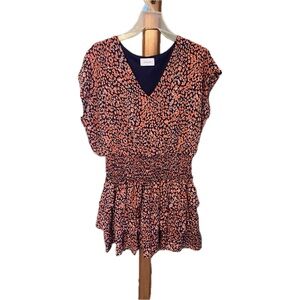 Adrienne Navy & Orange Dress